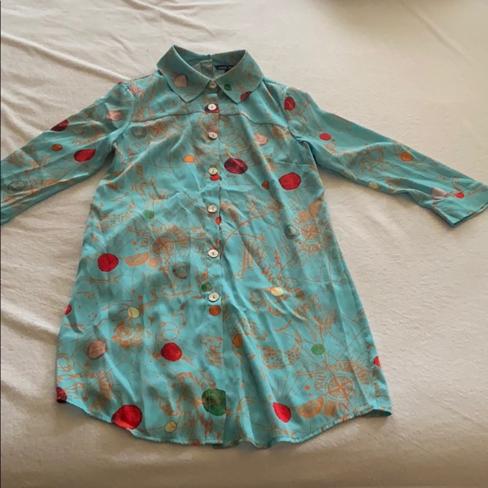 Samuel Dong 2 sided button down blouse size XS
